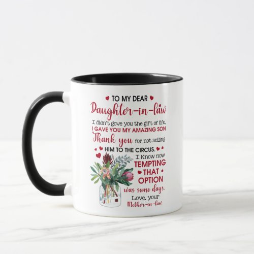 To My Dear Daughter In Law Mug