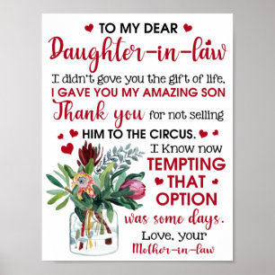 To My Dear Daughter In Law Poster