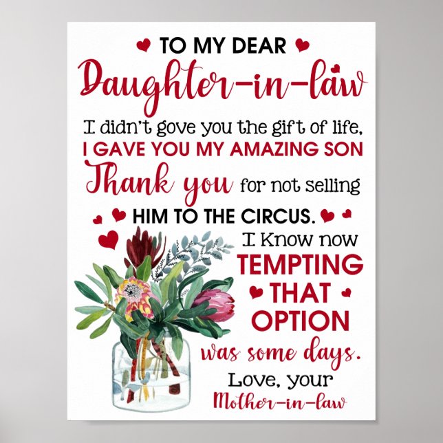 To My Dear Daughter In Law Poster (Front)