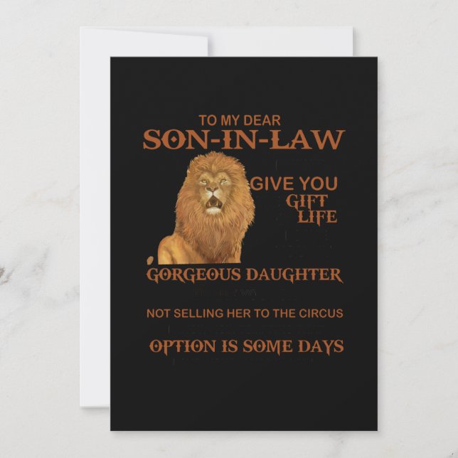 To My Dear Son-In-Law Give You Gorgeous Daughter Invitation (Front)