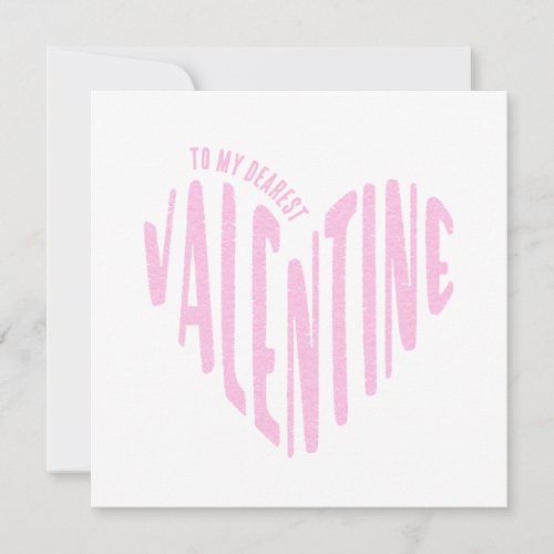 To My Dearest Valentine Red Heart Word Art Minimal Holiday Card