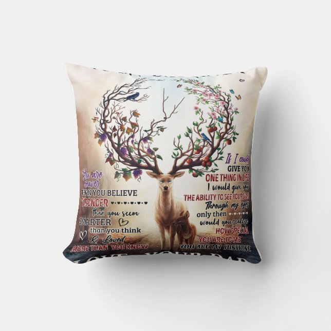 To My Deer Daughter Gift, Daughter Birthday Gift Throw Pillow (Front)