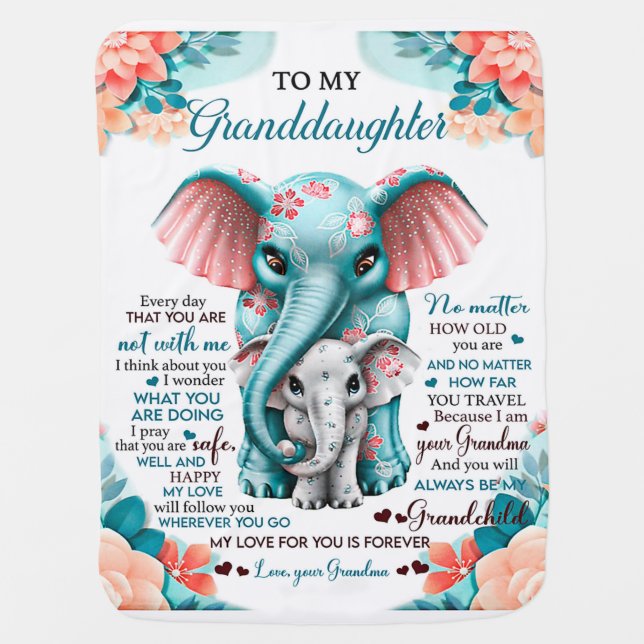 To My Elephant Daughter Gift, Daughter Birthday Baby Blanket (Front)