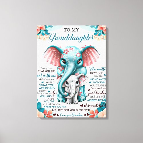 To My Elephant Daughter Gift Daughter Birthday Canvas Print