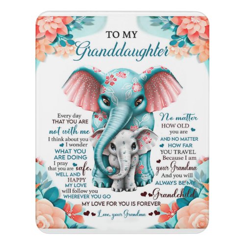 To My Elephant Daughter Gift Daughter Birthday Door Sign