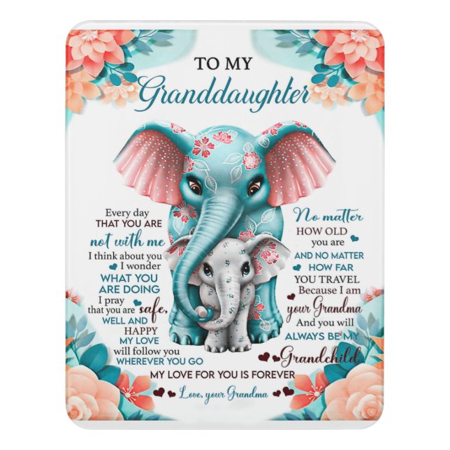 To My Elephant Daughter Gift, Daughter Birthday Door Sign (Contemporary Vert)