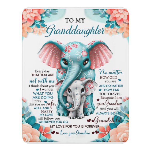 To My Elephant Daughter Gift, Daughter Birthday Door Sign (Contemporary Vert)