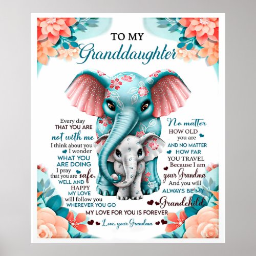 To My Elephant Daughter Gift Daughter Birthday Poster
