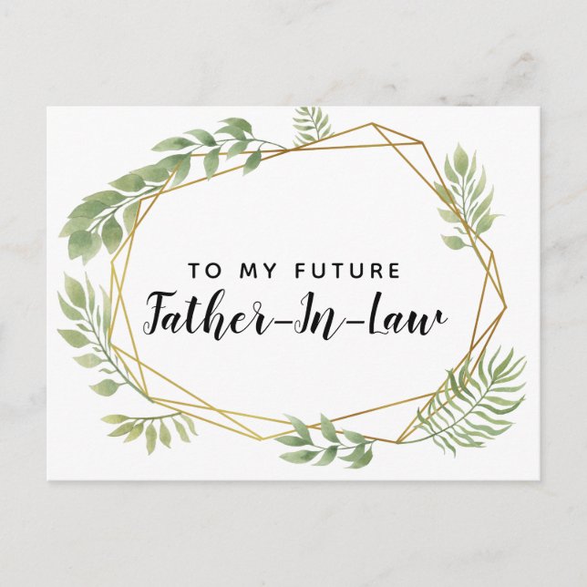To my future father-in- law postcard greenery leaf (Front)