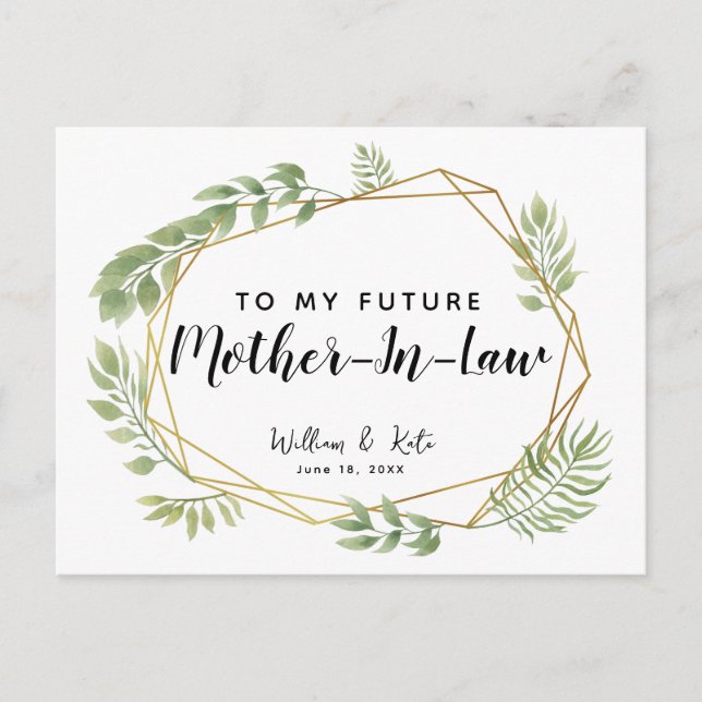 To my future Mother-in- law postcard greenery leaf (Front)
