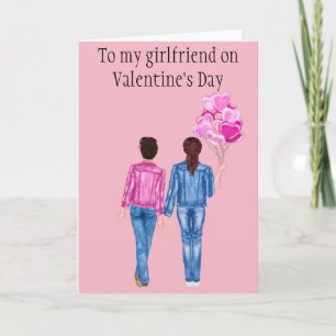 To my Girlfriend on Valentine's Day Watercolor Holiday Card