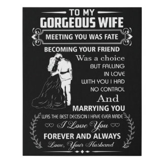 To My Gorgeous Wife Faux Canvas Print