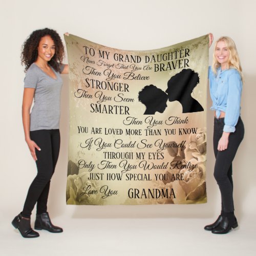 To My Grand Daughter From Grand Ma Fleece Blanket