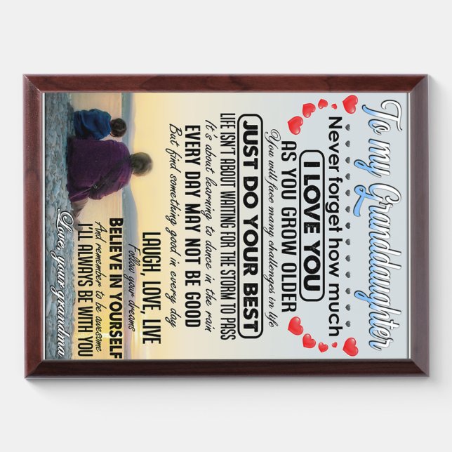 To My Granddaughter, Baby Girl Birthday Gift Idea Award Plaque (Horizontal)