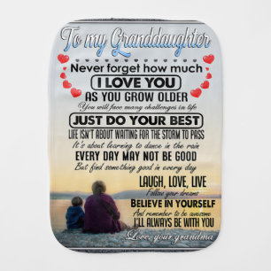 To My Granddaughter, Baby Girl Birthday Gift Idea Burp Cloth