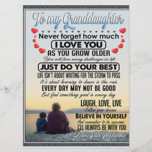 To My Granddaughter, Baby Girl Birthday Gift Idea Menu