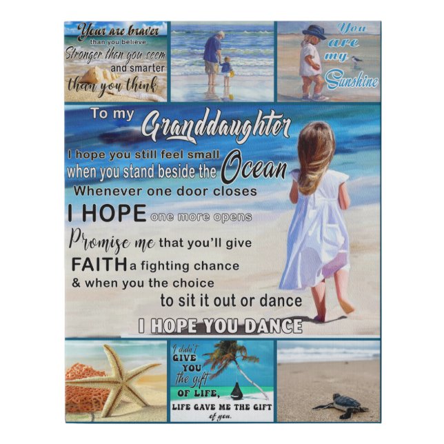 To My Granddaughter Beach And Sea My Sunshine Faux Canvas Print (Front)