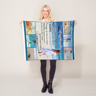 To My Granddaughter Beach And Sea My Sunshine Fleece Blanket