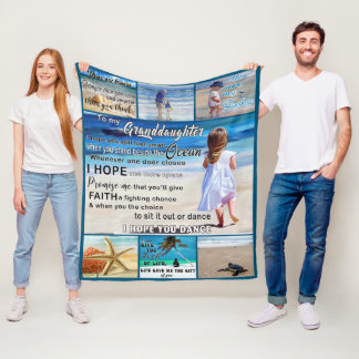 To My Granddaughter Beach And Sea My Sunshine Fleece Blanket