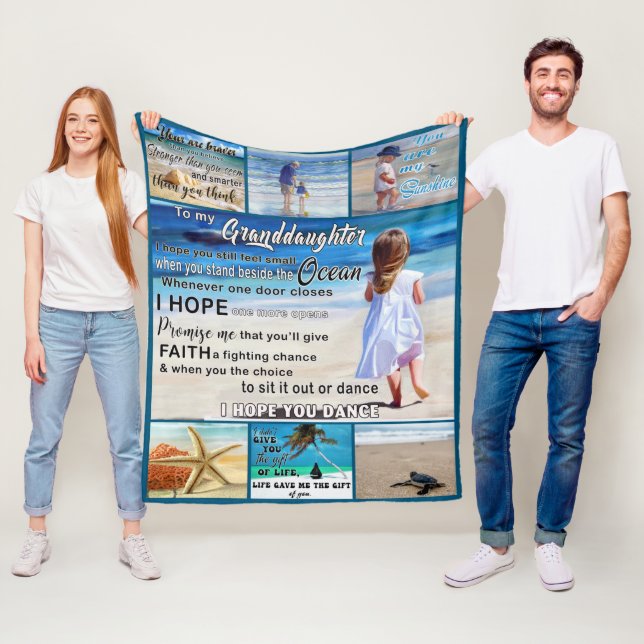 To My Granddaughter Beach And Sea My Sunshine Fleece Blanket (In Situ)