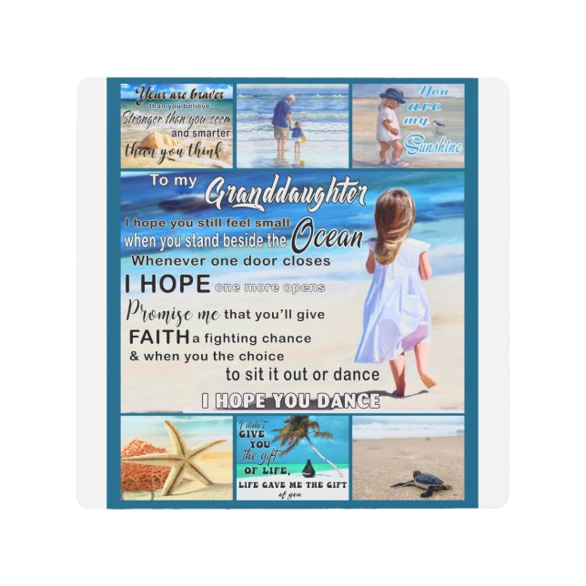 To My Granddaughter Beach And Sea My Sunshine Metal Print (Front)