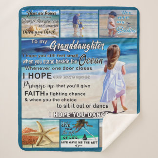 To My Granddaughter Beach And Sea My Sunshine Sherpa Blanket