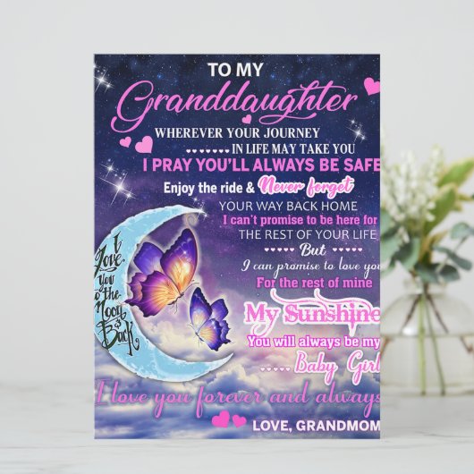 To My Granddaughter Butterflies Birthday Gift Idea (Standing Front)