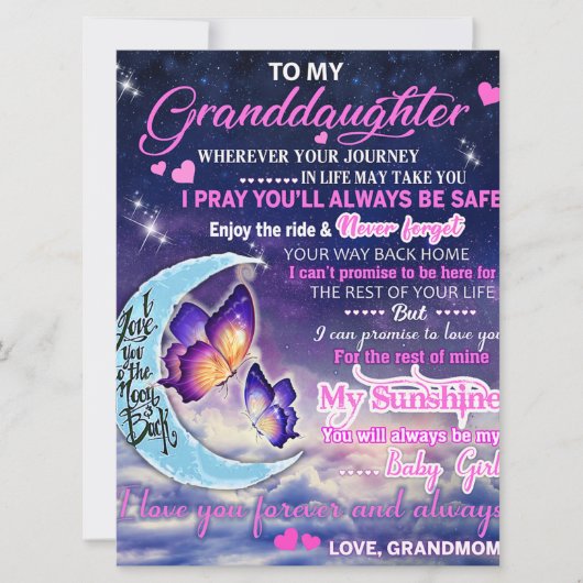 To My Granddaughter Butterflies Birthday Gift Idea (Front)
