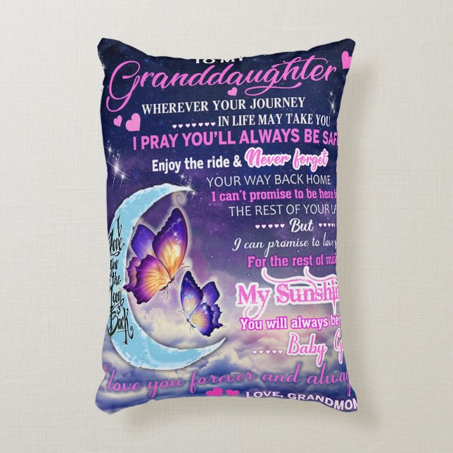 To My Granddaughter Butterflies Birthday Gift Idea Accent Pillow (Front(Vertical))