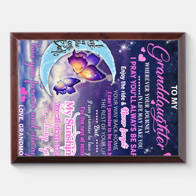 To My Granddaughter Butterflies Birthday Gift Idea Award Plaque (Horizontal)