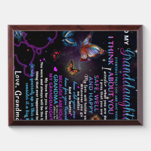 To My Granddaughter Butterflies Birthday Gift Idea Award Plaque