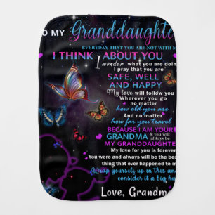 To My Granddaughter Butterflies Birthday Gift Idea Baby Burp Cloth