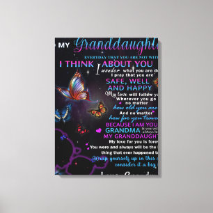 To My Granddaughter Butterflies Birthday Gift Idea Canvas Print
