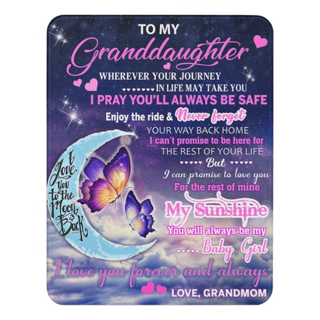 To My Granddaughter Butterflies Birthday Gift Idea Door Sign (Contemporary Vert)
