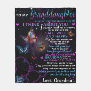 To My Granddaughter Butterflies Birthday Gift Idea Fleece Blanket