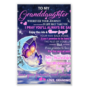 To My Granddaughter Butterflies Birthday Gift Idea Photo Print