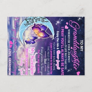 To My Granddaughter Butterflies Birthday Gift Idea Postcard