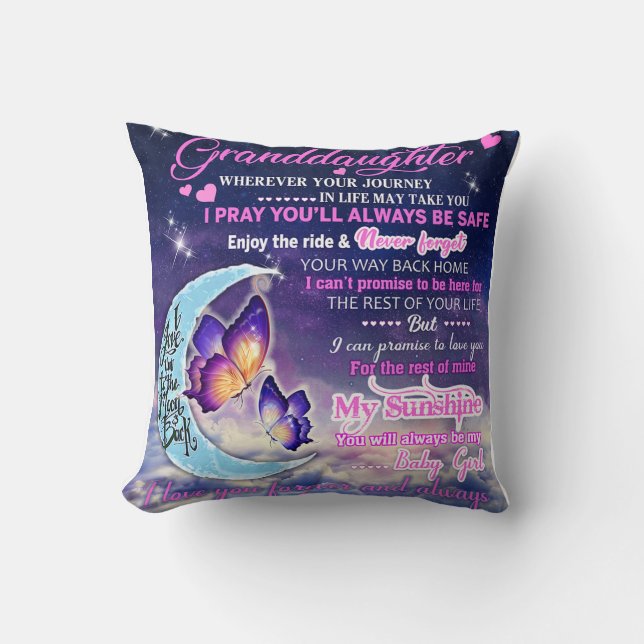 To My Granddaughter Butterflies Birthday Gift Idea Throw Pillow (Front)