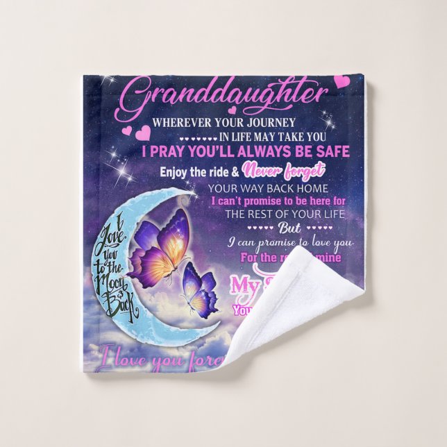 To My Granddaughter Butterflies Birthday Gift Idea Wash Cloth (Wash Cloth)