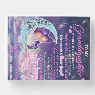 To My Granddaughter Butterflies Birthday Gift Idea Wooden Box Sign