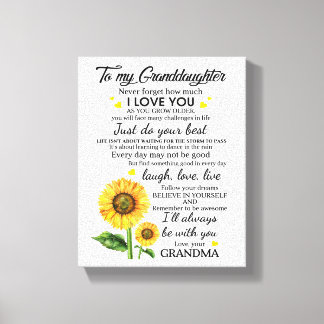 To My Granddaughter Canvas Print