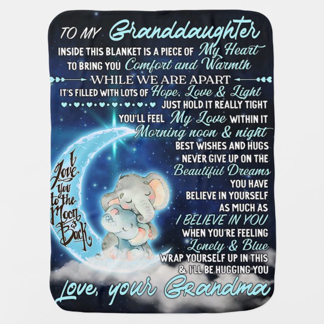 To My Granddaughter Elephant  Birthday Gift Idea Baby Blanket (Front)