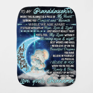 To My Granddaughter Elephant Birthday Gift Idea Baby Burp Cloth