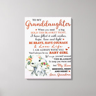 To My Granddaughter Elephant Birthday Gift Idea Canvas Print