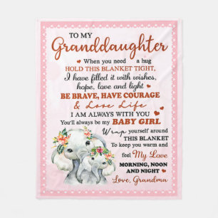 To My Granddaughter Elephant Birthday Gift Idea Fleece Blanket