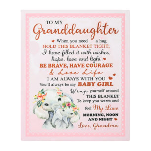 To My Granddaughter Elephant Birthday Gift Idea Metal Print