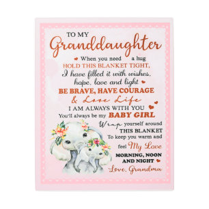 To My Granddaughter Elephant Birthday Gift Idea Metal Print