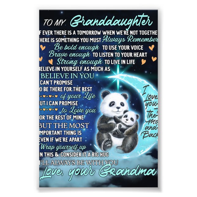 To My Granddaughter Elephant Birthday Gift Idea Photo Print (Front)