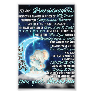 To My Granddaughter Elephant Birthday Gift Idea Photo Print