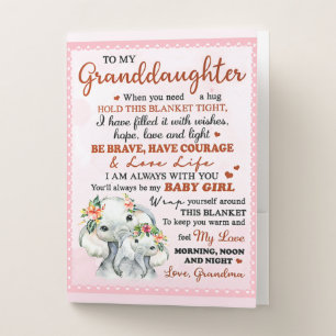 To My Granddaughter Elephant Birthday Gift Idea Pocket Folder